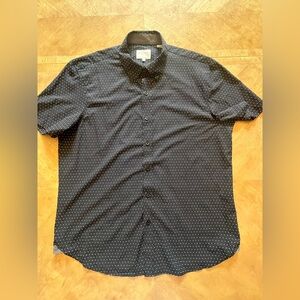 Men’s Black Geometric Stretch Button-Down Shirt – XL Slim Fit